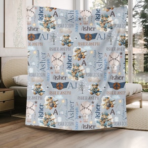 Baby Boy Airplane Blanket Name, Airplane Blanket For Baby Personalized Airplane Blanket Toddlers, Airplane Baby Name Blanket Baby Shower