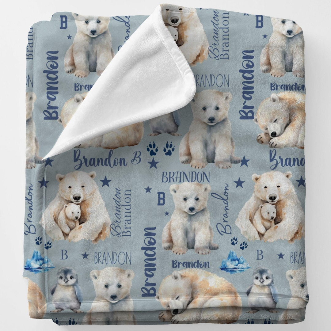 Bear Printed Blanket Winter Stuff For Baby In Sky Blue 40x37 Inches main image 1