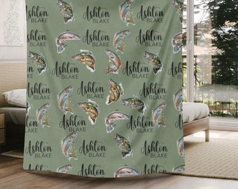 Personalized Fishing Baby Blanket: Minky Toddler Blanket