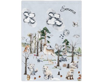 Personalized Forest Animal Blanket: Minky Baby Blanket