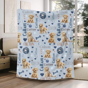 Personalized Golden Doodle Minky Baby Blanket: Dog Lover Gift