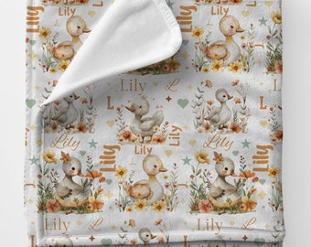 Personalized Goose Baby Blanket: Minky Fleece Lovey