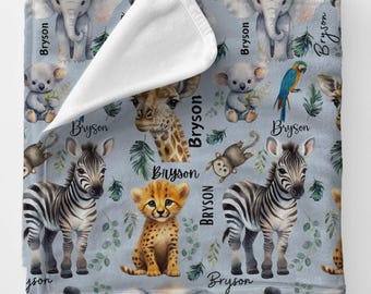 Safari Animals Fleece Baby Blanket: Custom Nursery Decor