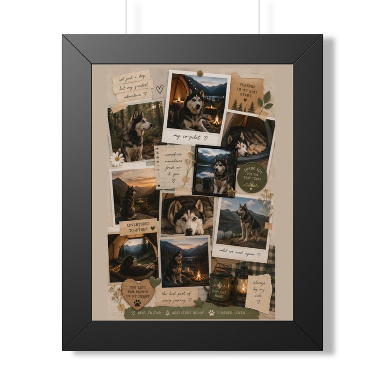 Personalized Pet Memorial Framed Print | Custom Dog Memory Collage | Rainbow Bridge Keepsake Gift | Photo Memorial for Loss of Dog image 3