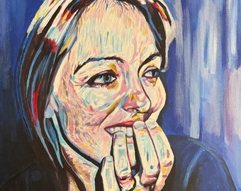 Custom hand-painted abstract acrylic portrait from a photo
