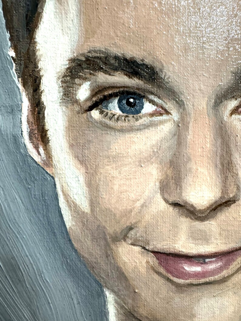 Handmade original oil painting of Jim Parsons as Sheldon Cooper from The Big Bang Theory image 2