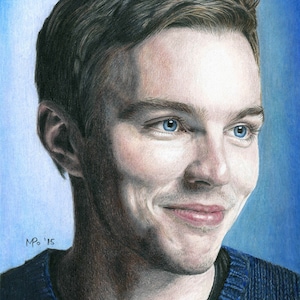 Custom hand drawn realistic color pencils portrait from a photo image 4