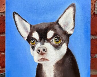 Custom hand-painted pet oil portrait from a photo