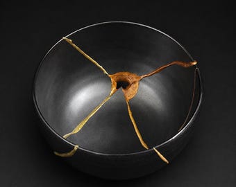 Multitone Kintsugi Bowl - Bronze, Copper & Gold Accent Repairs | Wabi Sabi Decor