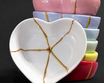Kintsugi Hjärtskål – Meningsfull present för svåra tider eller speciella stunder, Trasig & Lagad