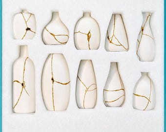 Set of 10 Kintsugi Vases - Unglazed