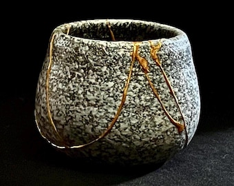 Kintsugi Bowl - 11 Breaks: Golden Repair, Wabi Sabi Decor