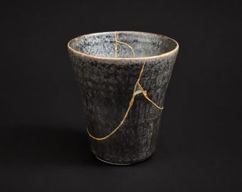 Kintsugi Cup - Golden Repair, Wabi Sabi Decor