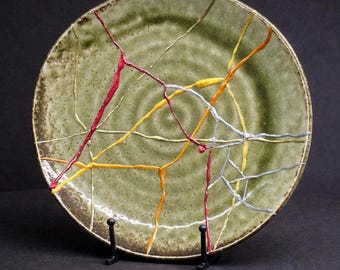 Kintsugi Imperfect Mess Plate - 30+ Breaks: Golden Repair, Wabi Sabi Decor