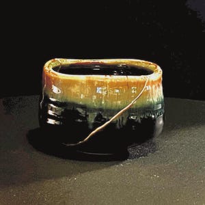 Kintsugi Japanese Bowl - 3 Breaks - Golden Repair - Gift - Kintsugi Pottery - Broken and Repaired - wabi sabi