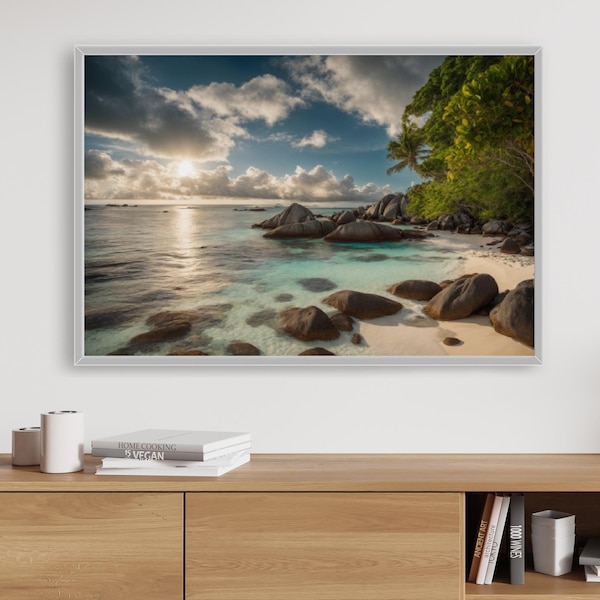 Anse Source d'Argent Art Print | Seychelles Wall Art | Download | Poster of Relaxing Seychelles Day Time Scene