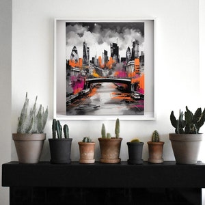 London Cityscape Art Print | London Wall Art | Download | Poster of London Skyline