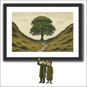 Sycamore Gap Tree Art Print – Lowry Style Landscape (A4)