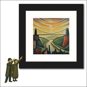 Pont suspendu de Clifton - Impression giclée d'art carrée Superbe image dans le style de LS Lowr. Disponible avec ou sans cadre