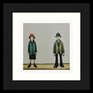 Ingelijste gicléekunstdruk 'A Couple', 12 inch (vierkant). Afbeelding in de stijl van LS Lowry