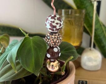 Copper Beaded Plant Stake