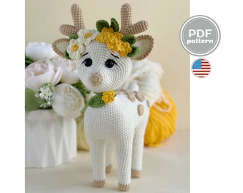 Cerf printanier, Modèle PDF au crochet, Modèle printanier au crochet, Animal au crochet, Modèle printanier, Cerf au crochet, Modèle mignon, Cadeau au crochet