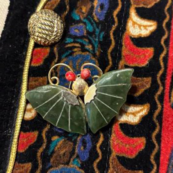 Vintage Butterfly Brooch | Jade Gold Finish | Trending Maximalist Jewelry