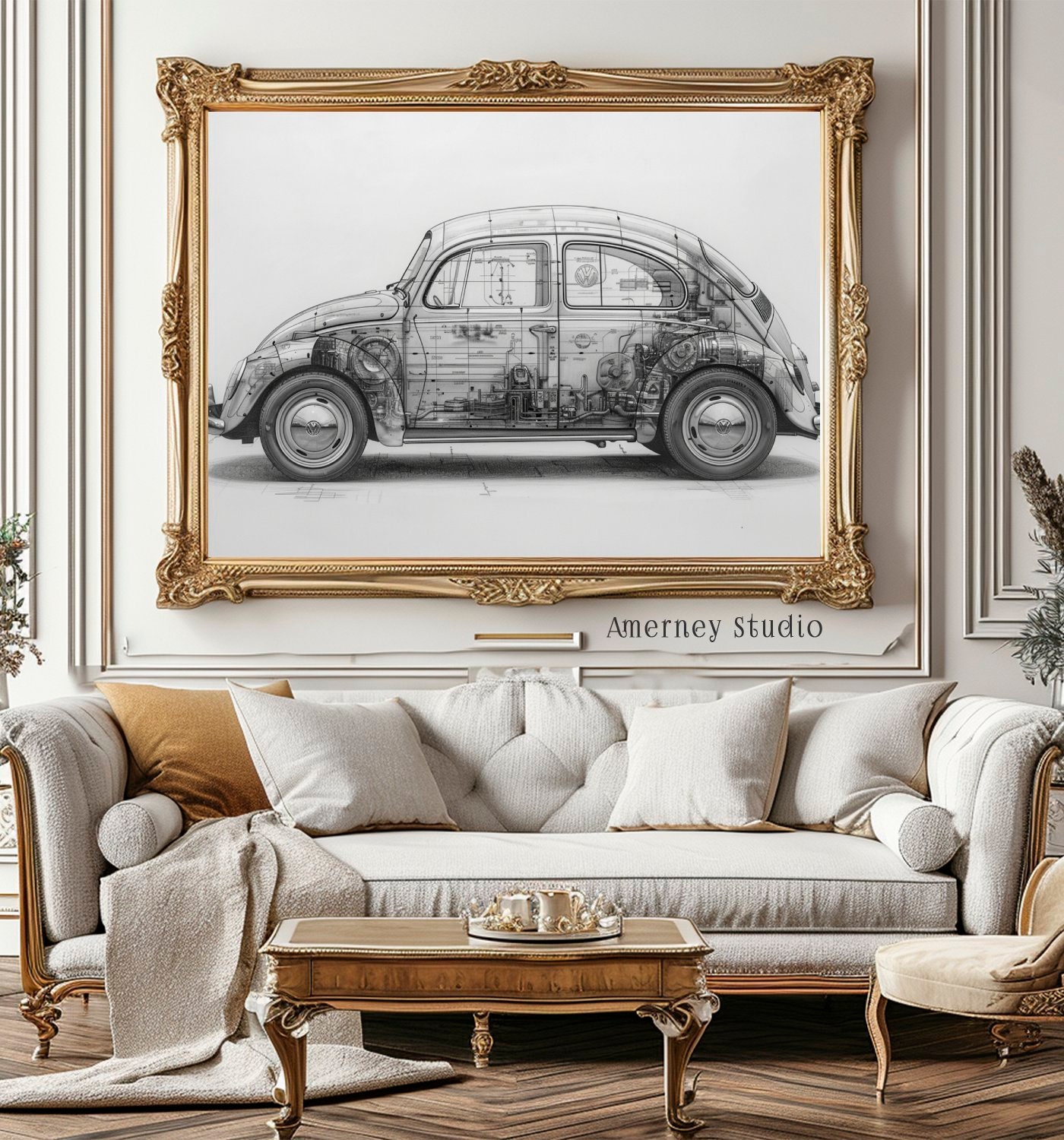 Volkswagen Beetle Wall Art, VW Beetle Digital Prints, Volkswagen Beetle
