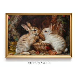 Vintage Rabbit Wall Art, Classic Bunny Digital Download, Antique Easter Printable Wall Art, Vintage Easter Printable Wall Art, Easter Art