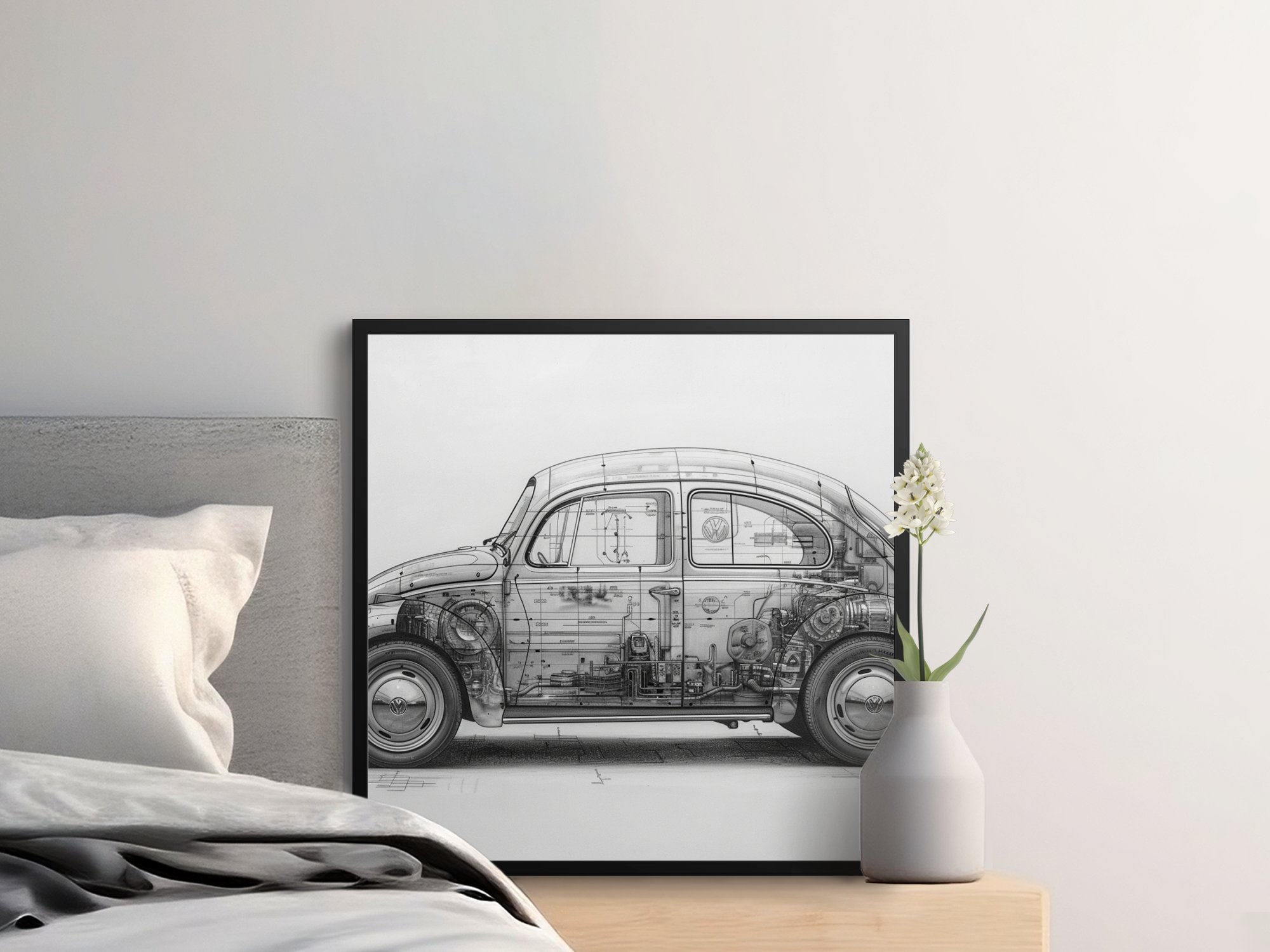 Volkswagen Beetle Wall Art, VW Beetle Digital Prints, Volkswagen Beetle