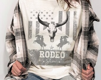 Western Rodeo Shirt, Vintage Inspired TShirt, Country Concert Tee, USA Shirt, Oversized Graphic Tee, Cowboy Tee, Gift for Her, Gift for Him