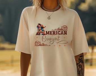 American Cowgirl Shirt, Western Graphic TShirt for Women, Country Concert Tee Oversized Graphic Tee, Vintage Cowboy Tee, Gift for Her