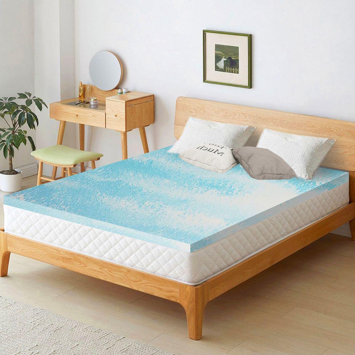 Cooling Gel Breathable Mattress Topper CloudLike Memory Foam Thin Mattress Pad