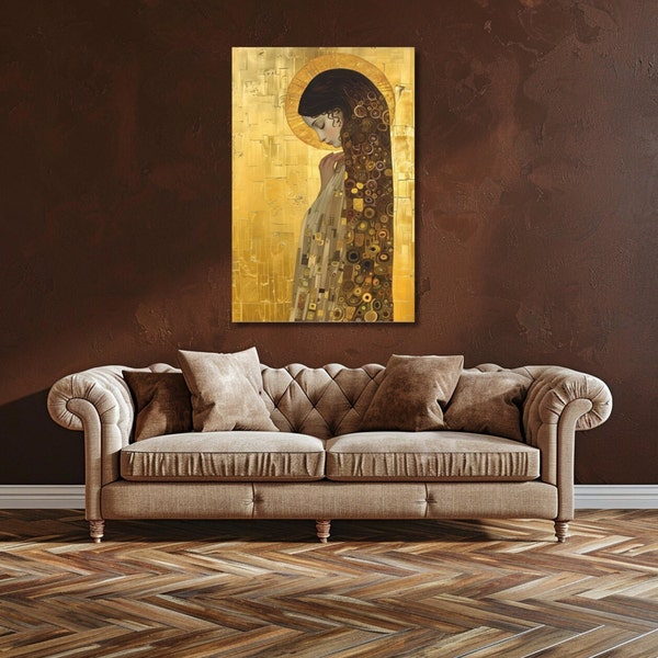 Holy Woman, By Gustav Klimt - Canvas Gallery Wraps - Gold - Art Nouveau, Beautiful Woman, Church