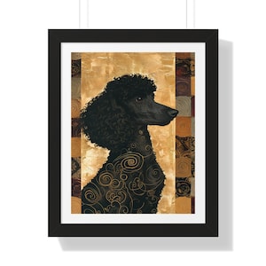 Póster enmarcado de un caniche Art Nouveau: estilo Gustav Klimt