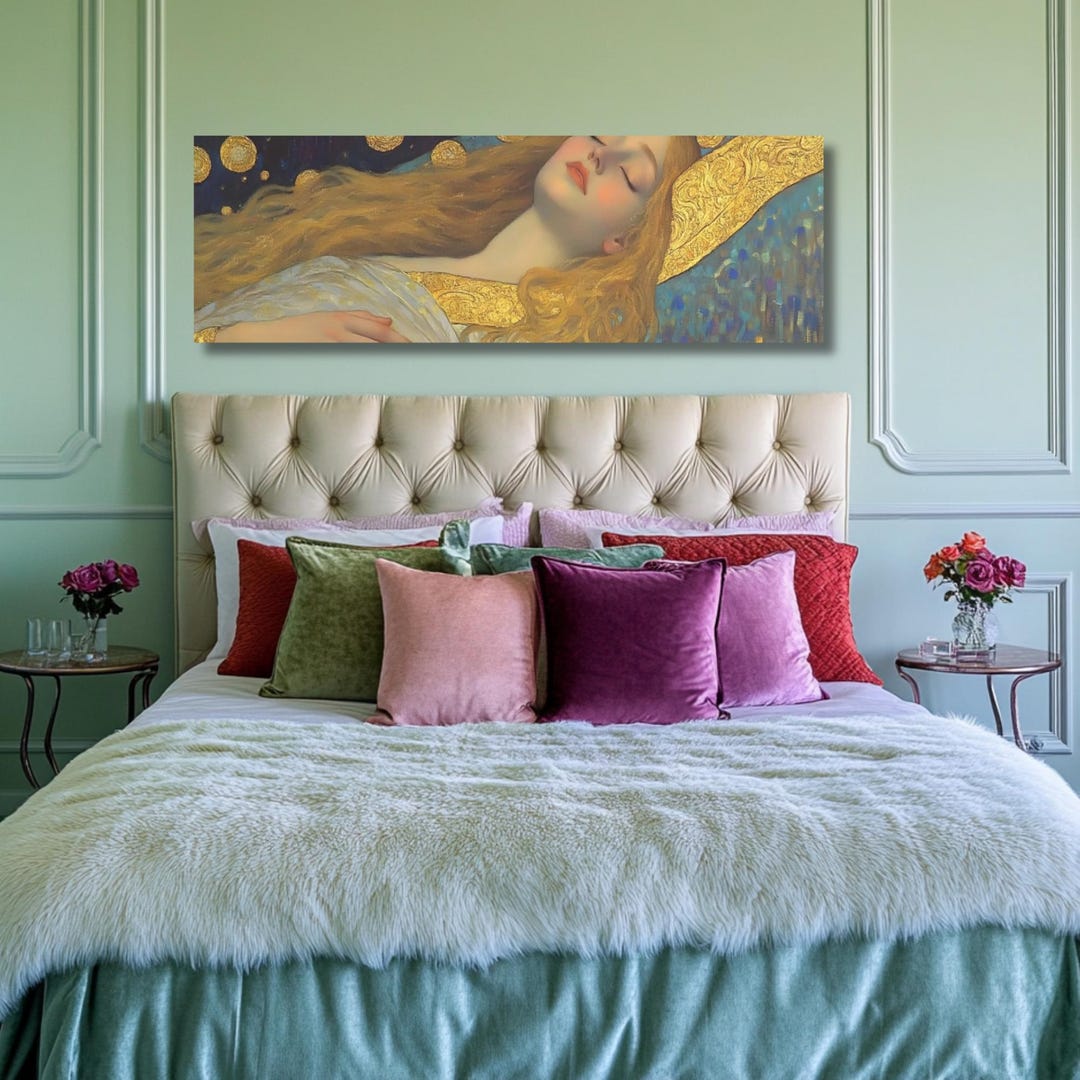 Klimt Style Woman Sleeping Canvas Print: Bedroom Wall Art - Etsy