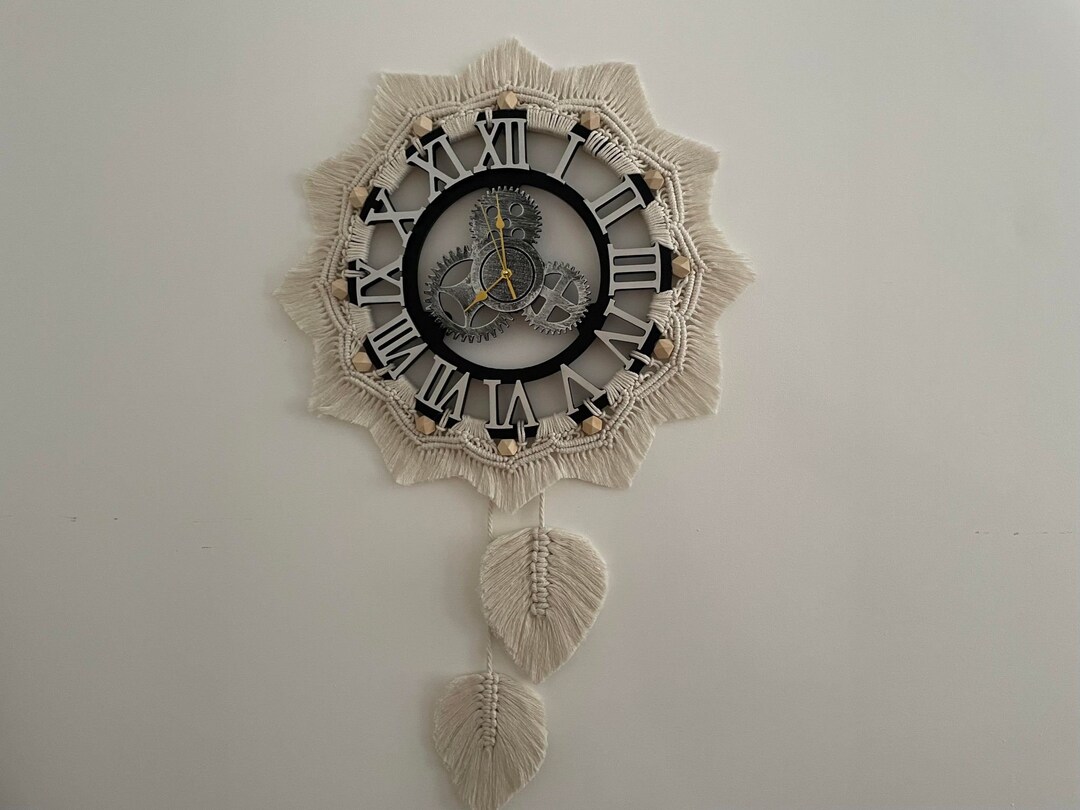 Macrame Wall Clock, Bohemian Style - Etsy