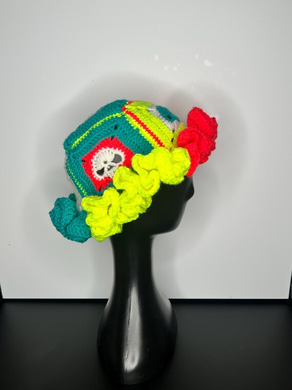 Skull Ruffle Hat Skull Granny Square Crochet Bucket Hat (digital Download) - Etsy main image 4