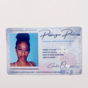 Carteira de Princesa Passageira Personalizada Gag Play ID Card