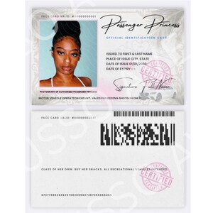 Patente di principessa passeggera, carta d'identità personalizzata con gioco di scherno