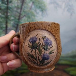 Handmade Ceramic Thisle Flower Mug