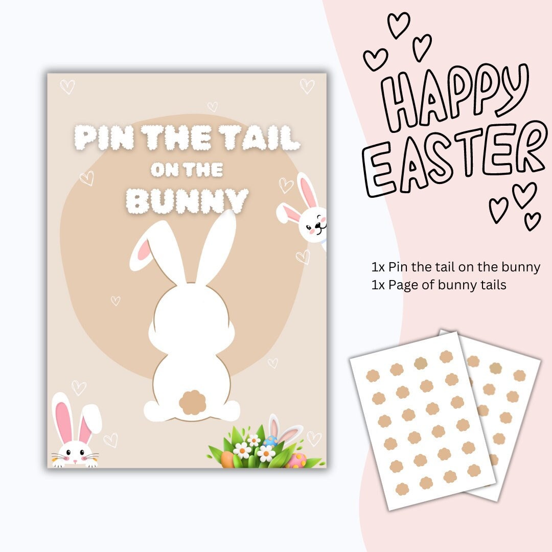 Easter Pin the Tail on the Bunny Game Template Pin the Tail on the ...