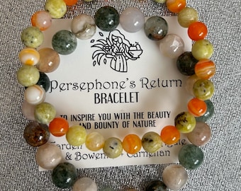 FOR PLANT LOVERS - "Persephone's Return" Bracelet Set natural gemstone bracelet set for nature lovers, plant lovers, garden lovers