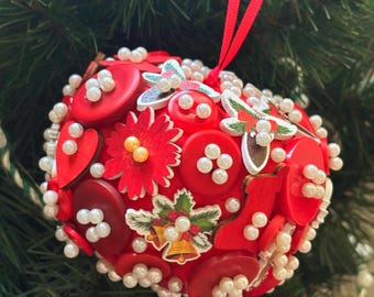 Handmade Button Christmas Ornament