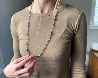 Boho Southwestern Beaded Necklace: Turquoise, Coral, Lapis, Agate