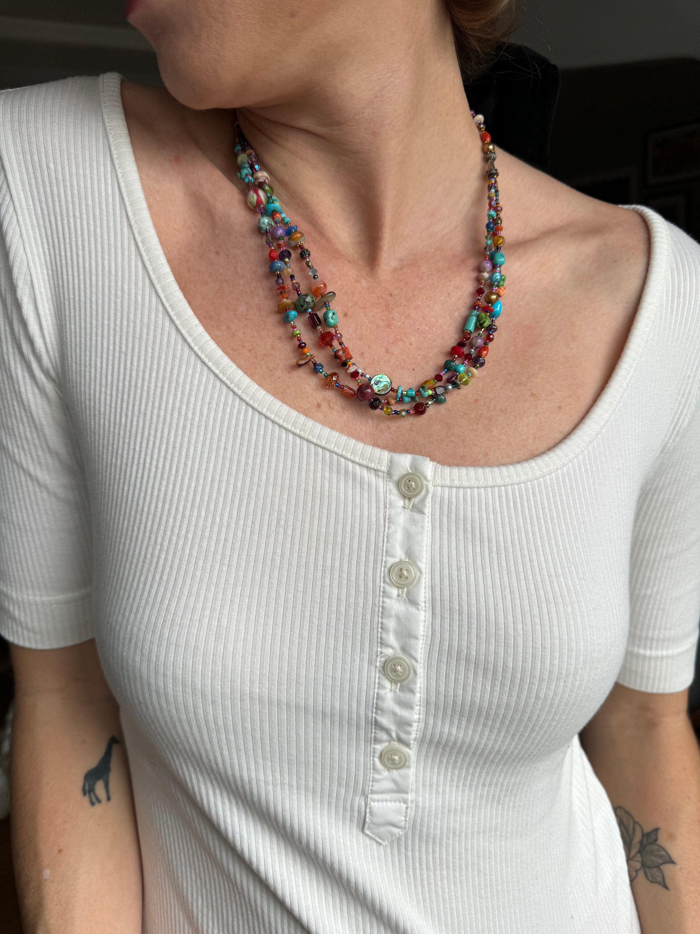Pearl Beaded Southwestern Style Necklace