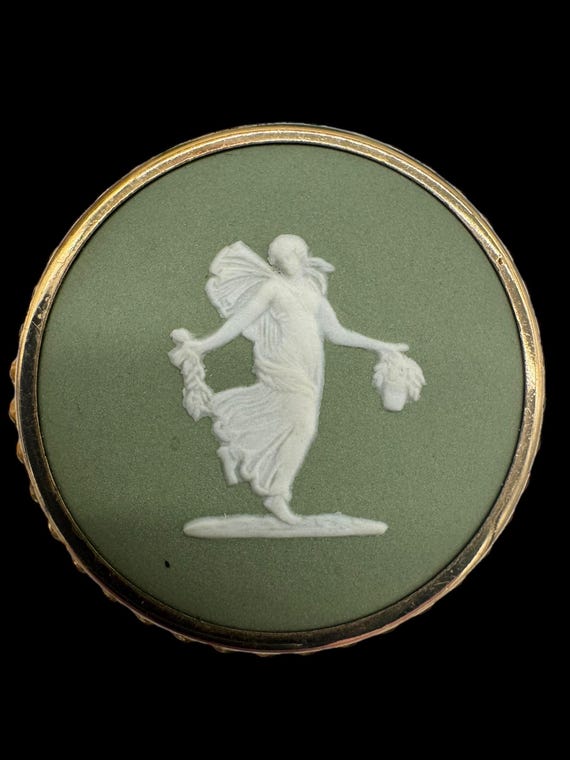 Lot De 2 Camées Anciens WEDGWOOD - Boîte Blanche Et Verte, 82ct - Argent 800, Occasion