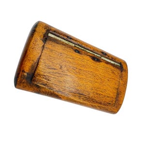 Antique Wooden Snuff Box with Hinged Lid – 19th Century Hand-Carved Pocket Box