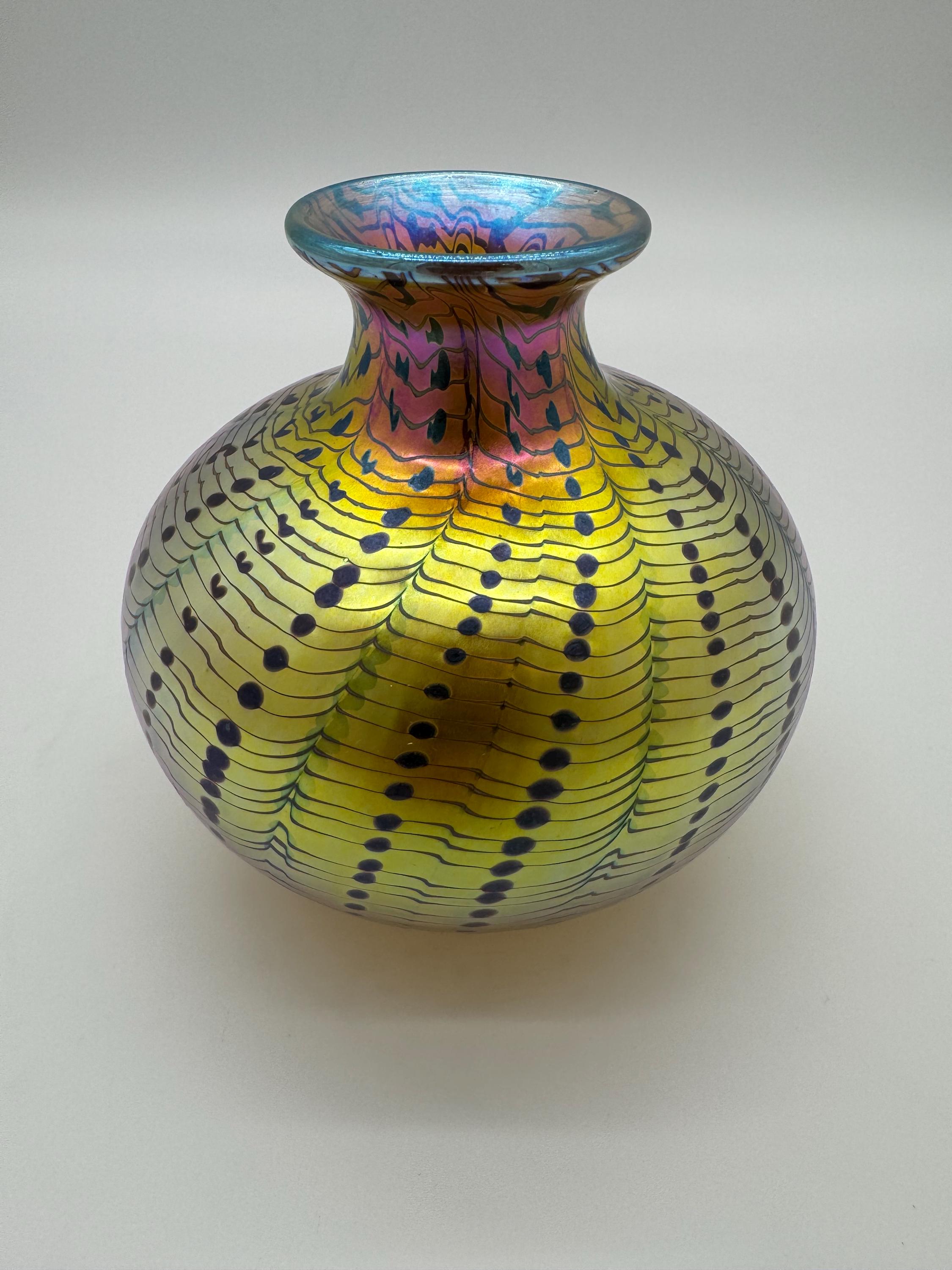 Lundberg Studios Gold Iridescent Art Glass Vase - Signed 1977 - Etsy