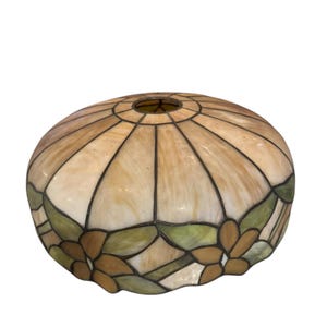 Antique J.A. Whaley Leaded Slag Glass Lamp Shade - 14&quot; Floral